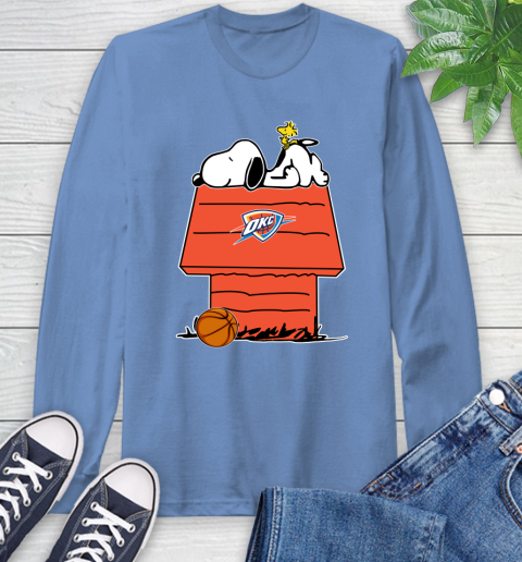 Oklahoma City Thunder NBA Basketball Snoopy Woodstock The Peanuts Movie Long Sleeve T-Shirt 11