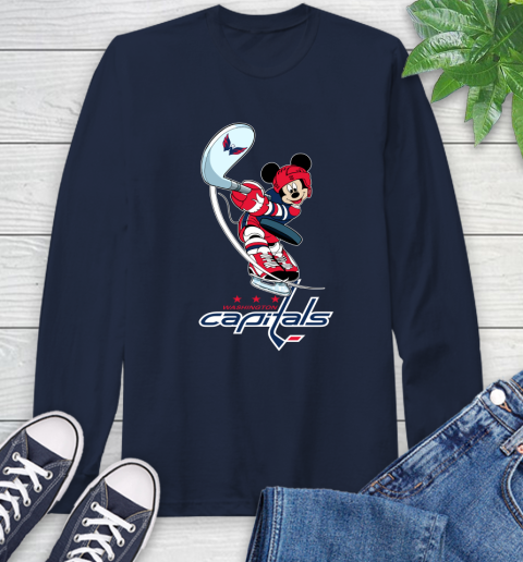 NHL Hockey Washington Capitals Cheerful Mickey Mouse Shirt Long Sleeve T-Shirt 4