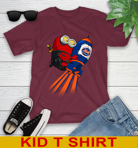 MLB Baseball New York Mets Deadpool Minion Marvel Shirt Youth T-Shirt 5
