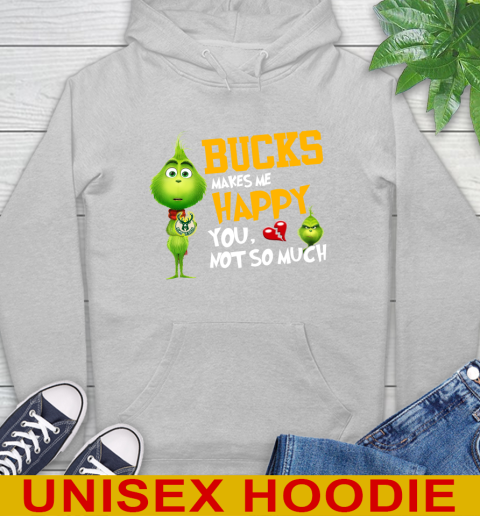 NBA Milwaukee Bucks Makes Me Happy You Not So Much Grinch Basketball Sports Hoodie 6