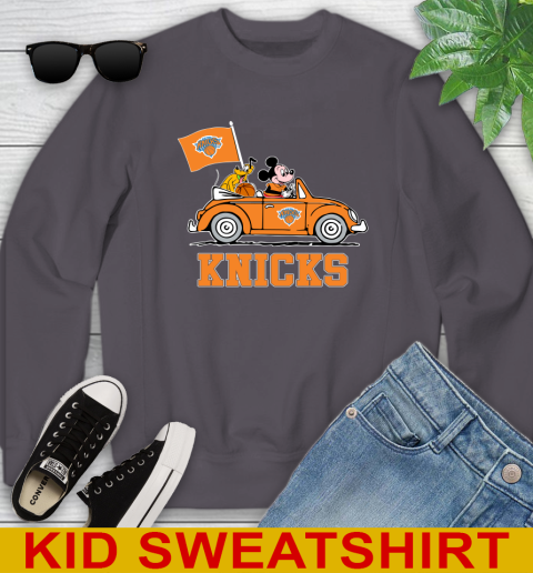 NBA Basketball New York Knicks Pluto Mickey Driving Disney Shirt Youth Sweatshirt 6