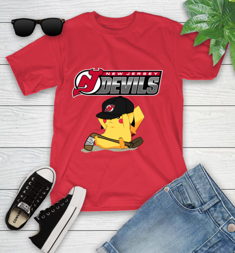 NHL Pikachu Hockey Sports New Jersey Devils Youth T-Shirt 10