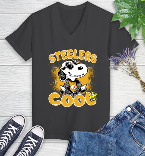 NFL Football Pittsburgh Steelers Cool Snoopy Shirt Women's V-Neck T-Shirt 6