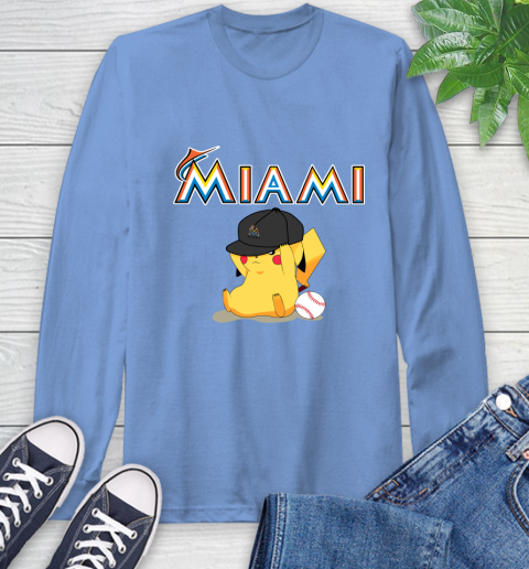 MLB Pikachu Baseball Sports Miami Marlins Long Sleeve T-Shirt 11