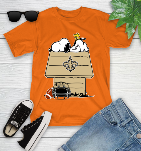 New Orleans Saints NFL Football Snoopy Woodstock The Peanuts Movie Youth T-Shirt 7