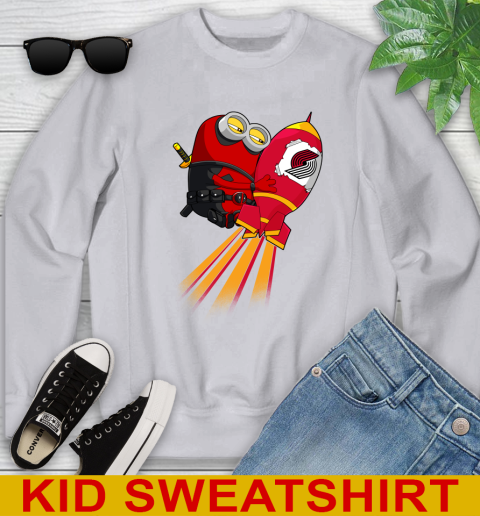 NBA Basketball Portland Trail Blazers Deadpool Minion Marvel Shirt Youth Sweatshirt 3