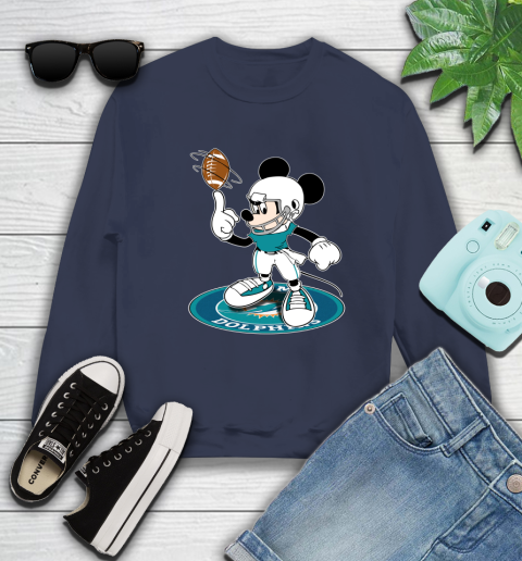 NFL Football Miami Dolphins Cheerful Mickey Disney Shirt Sweatshirt 3
