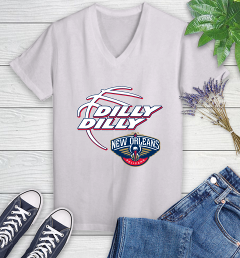 NBA New Orleans Pelicans Dilly Dilly Basketball Sports Women's V-Neck T-Shirt