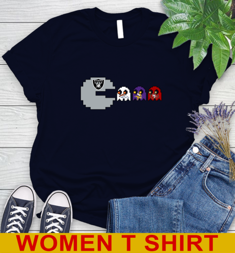 Oakland Raiders NFL Football Pac Man Champion Women's T-Shirt 3