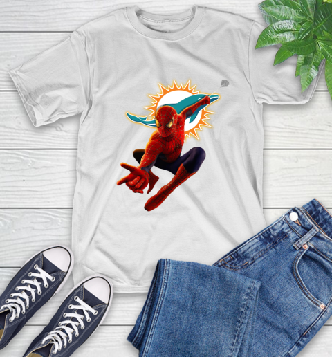 NFL Spider Man Avengers Endgame Football Miami Dolphins T-Shirt