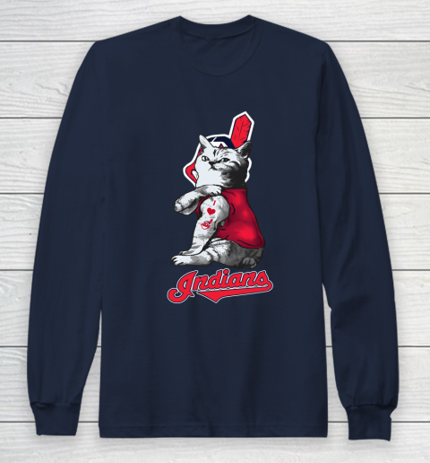 MLB Baseball My Cat Loves Cleveland Indians Long Sleeve T-Shirt 2