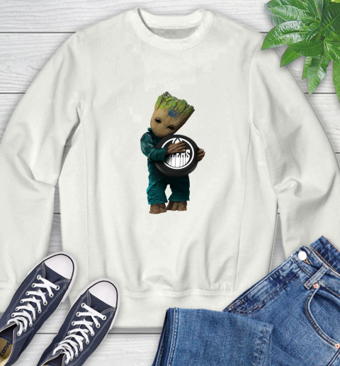 NHL Groot Guardians Of The Galaxy Hockey Sports Edmonton Oilers Sweatshirt