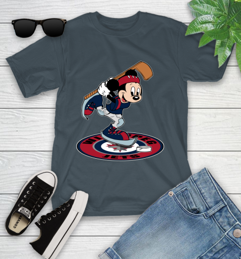NHL Hockey Winnipeg Jets Cheerful Mickey Disney Shirt Youth T-Shirt 8