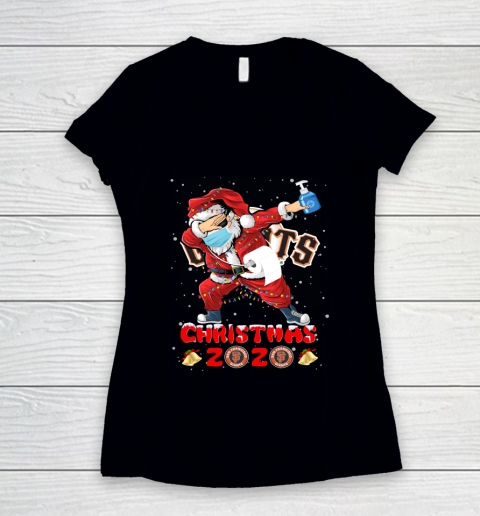 San Francisco Giants Funny Santa Claus Dabbing Christmas 2020 MLB Women's V-Neck T-Shirt