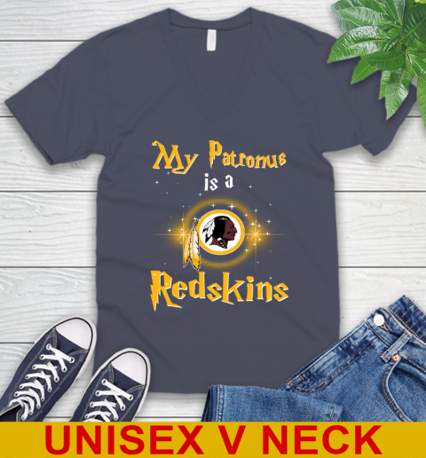 NFL Football Harry Potter My Patronus Is A Washington Redskins V-Neck T-Shirt 7