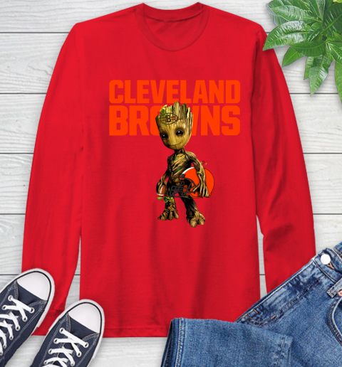 Cleveland Browns NFL Football Groot Marvel Guardians Of The Galaxy Long Sleeve T-Shirt 10