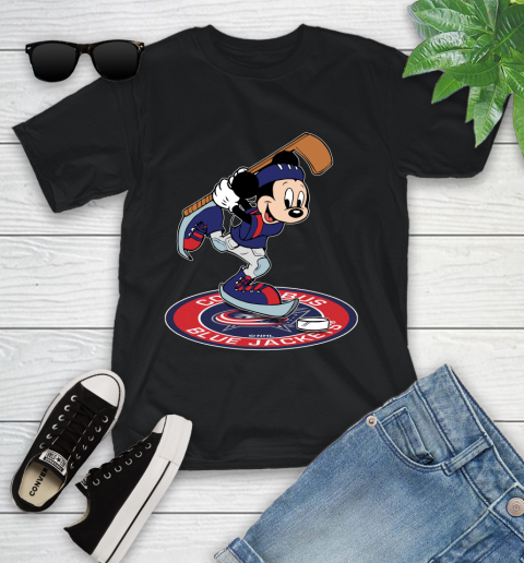 NHL Hockey Columbus Blue Jackets Cheerful Mickey Disney Shirt Youth T-Shirt