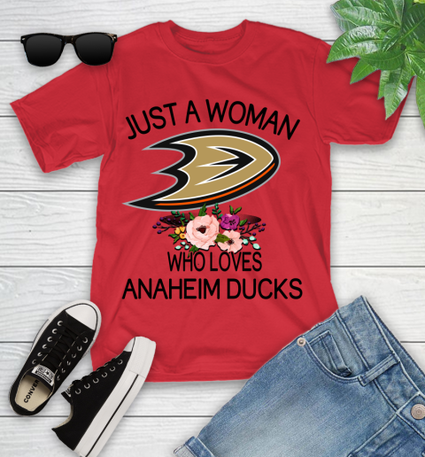 NHL Just A Woman Who Loves Anaheim Ducks Hockey Sports Youth T-Shirt 8
