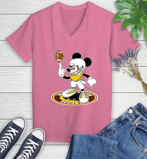 NFL Football Washington Redskins Cheerful Mickey Disney Shirt Women's V-Neck T-Shirt 11