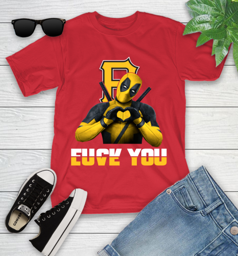 MLB Pittsburgh Pirates Deadpool Love You Fuck You Baseball Sports Youth T-Shirt 28