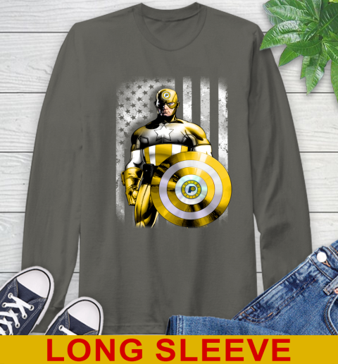 Indiana Pacers NBA Basketball Captain America Marvel Avengers American Flag Shirt Long Sleeve T-Shirt 10