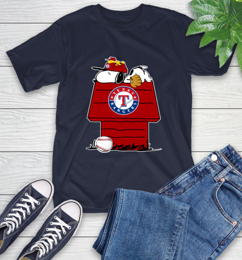 MLB Texas Rangers Snoopy Woodstock The Peanuts Movie Baseball T Shirt T-Shirt 4