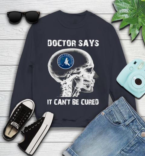 NBA Minnesota Timberwolves Basketball Skull It Can't Be Cured Shirt Youth Sweatshirt 2