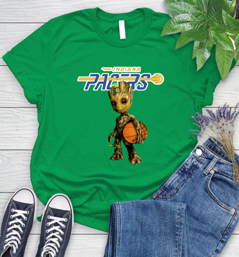 Indiana Pacers NBA Basketball Groot Marvel Guardians Of The Galaxy Women's T-Shirt 6