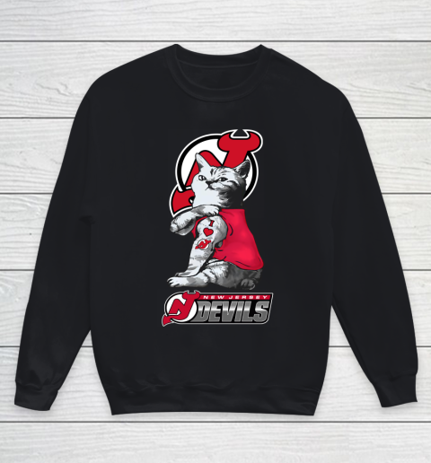 NHL My Cat Loves New Jersey Devils Hockey Youth Sweatshirt