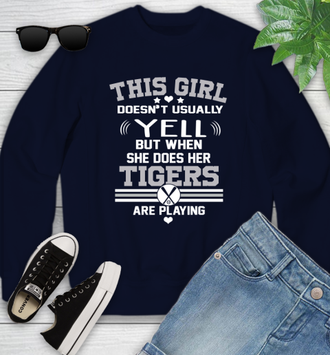 Detroit Tigers MLB Baseball I Yell When My Team Is Playing Youth Sweatshirt 2