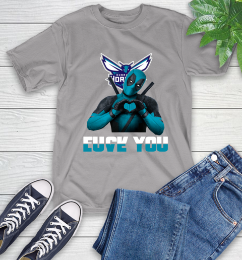 NBA Charlotte Hornets Deadpool Love You Fuck You Basketball Sports T-Shirt 6