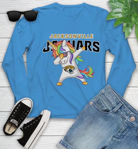 Jacksonville Jaguars NFL Football Funny Unicorn Dabbing Sports Youth Long Sleeve 7