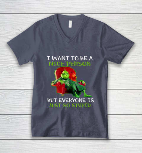 Tee Christmas Grinch Xmas funny quotes V-Neck T-Shirt 7