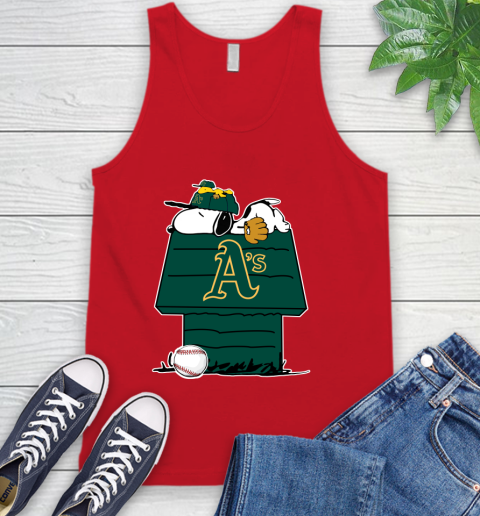 MLB Oakland Athletics Snoopy Woodstock The Peanuts Movie Baseball T Shirt Tank Top 6