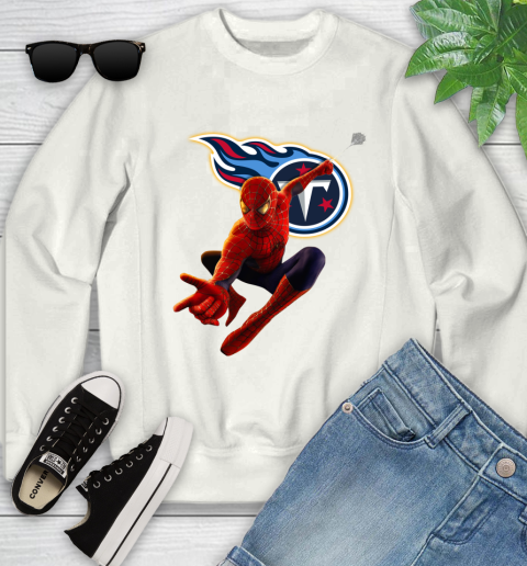 NFL Spider Man Avengers Endgame Football Tennessee Titans Youth Sweatshirt