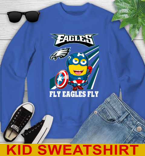 NFL Football Philadelphia Eagles Captain America Marvel Avengers Minion Shirt Youth Sweatshirt 6