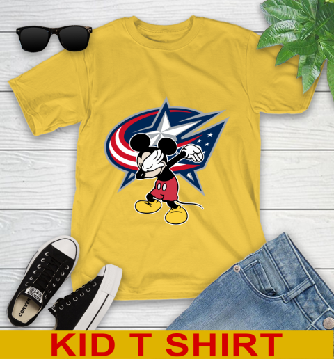 Columbus Blue Jackets NHL Hockey Dabbing Mickey Disney Sports Youth T-Shirt 8
