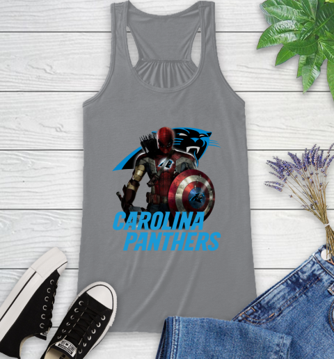 NFL Captain America Thor Spider Man Hawkeye Avengers Endgame Football Carolina Panthers Racerback Tank 5