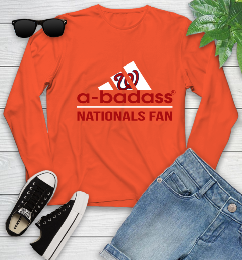 MLB A Badass Washington Nationals Fan Adidas Baseball Sports Youth Long Sleeve 3
