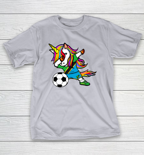Dabbing Unicorn Tanzania Football Tanzanian Flag Soccer T-Shirt 18
