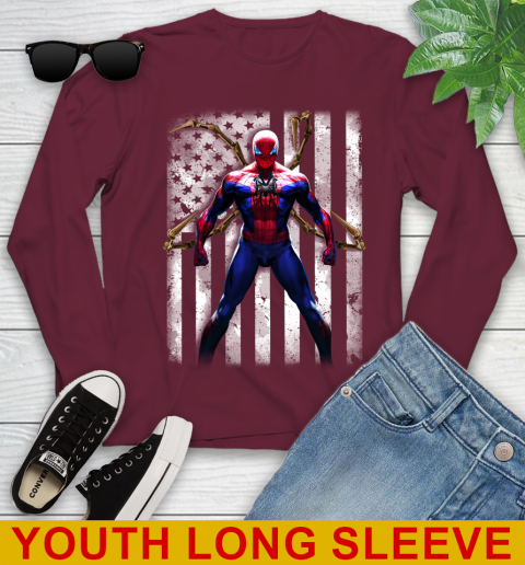 MLB Baseball New York Yankees Spider Man Avengers Marvel American Flag Shirt Youth Long Sleeve 6