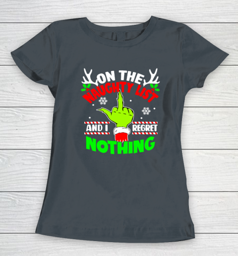 Funny On The List Of Naughty And I Regret Nothing Christmas Women's T-Shirt 3