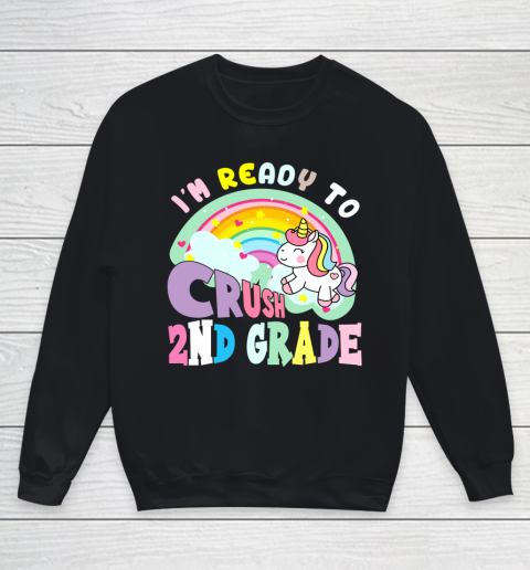 Back to school shirt ready to crush 2nd grade unicorn Youth Sweatshirt