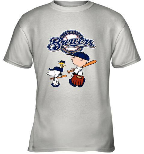 Milwaukee Brewers Let's Play Baseball Together Snoopy MLB Youth T-Shirt