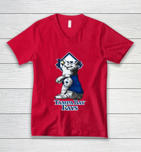 MLB Baseball My Cat Loves Tampa Bay Rays V-Neck T-Shirt 6