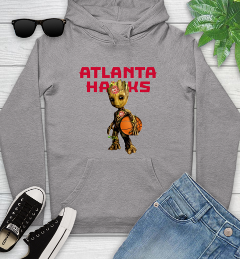 Atlanta Hawks NBA Basketball Groot Marvel Guardians Of The Galaxy Youth Hoodie 6