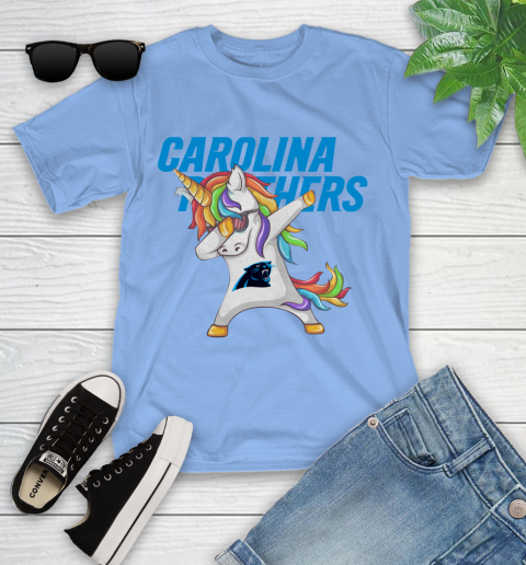 Carolina Panthers NFL Football Funny Unicorn Dabbing Sports Youth T-Shirt 11
