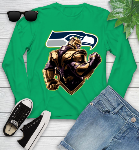 NFL Thanos Avengers Endgame Football Sports Seattle Seahawks Youth Long Sleeve 6