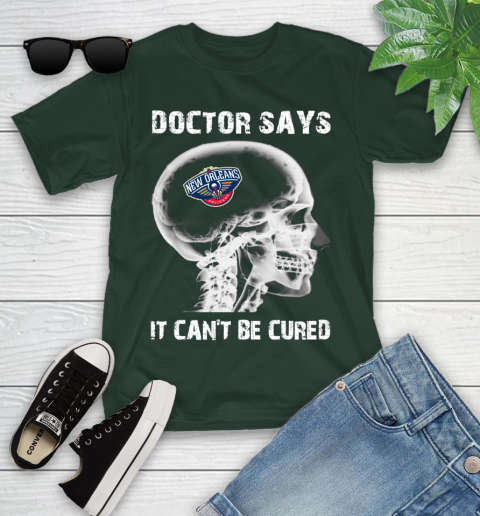 NBA New Orleans Pelicans Basketball Skull It Can't Be Cured Shirt Youth T-Shirt 4