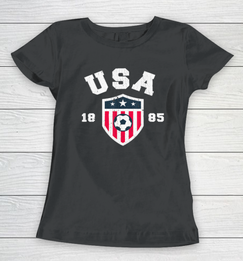 Vintage USA Soccer 1885 American Flag Football Women's T-Shirt